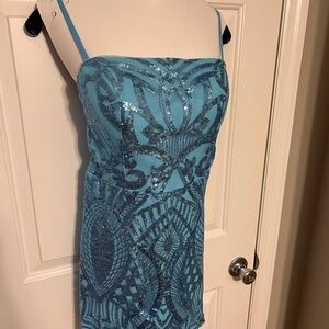 Elegant Blue Sequin Dress NWOT *NYE*Valentines Day*Prom*Weddings*Funerals